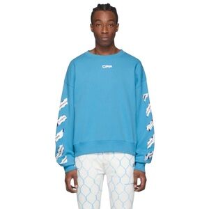 Off - White Blue Airport Tape Crew Neck Sweater Size M